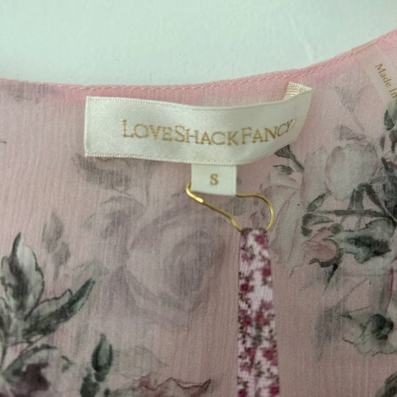 LoveShackFancy NWT Domino Top Pink Canopy Blouse Size S - Picture 7 of 14